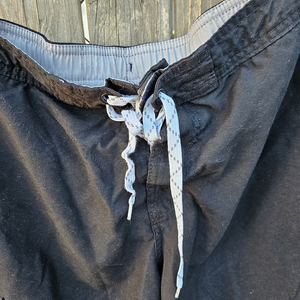Merona Men's Black Drawstring Cargo Swim Shorts Size L - Picture 7 of 16